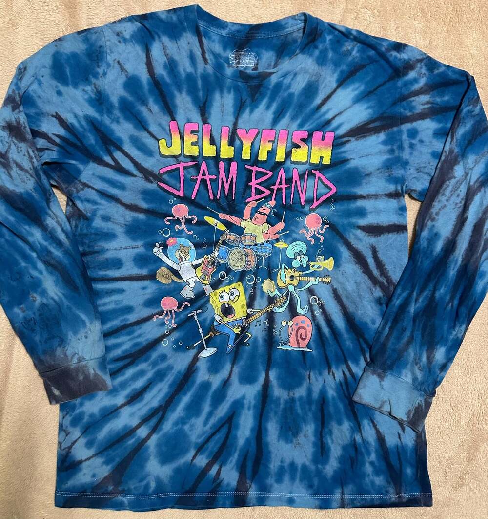 SpongeBob SquarePants Jellyfish Jam Band Tie Dye Long Sleeve T-Shirt Size S